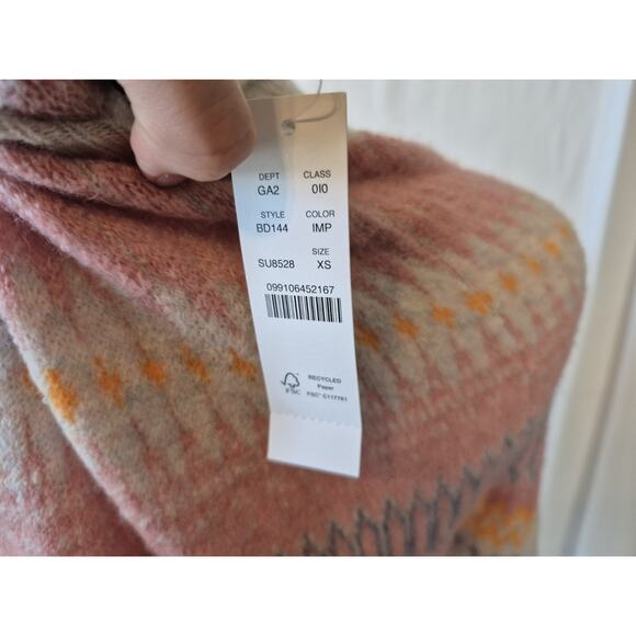 New J Crew Fair Isle Yoke Wool Alpaca Blend Pink Womens Sweater XS - Picture 9 of 9